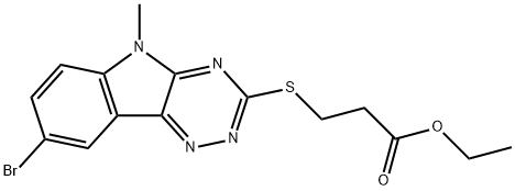 Propanoic acid, 3-[(8-bromo-5-methyl-5H-1,2,4-triazino[5,6-b]indol-3-yl)thio]-, ethyl ester (9CI) 结构式