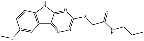 Acetamide, 2-[(8-methoxy-2H-1,2,4-triazino[5,6-b]indol-3-yl)thio]-N-propyl- (9CI) 结构式