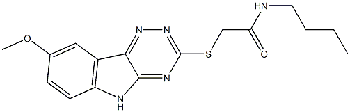Acetamide, N-butyl-2-[(8-methoxy-2H-1,2,4-triazino[5,6-b]indol-3-yl)thio]- (9CI) 结构式