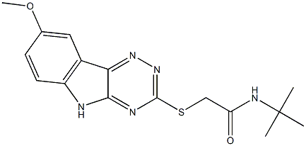 Acetamide, N-(1,1-dimethylethyl)-2-[(8-methoxy-2H-1,2,4-triazino[5,6-b]indol-3-yl)thio]- (9CI) 结构式