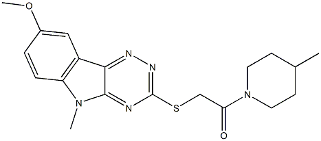 Piperidine, 1-[[(8-methoxy-5-methyl-5H-1,2,4-triazino[5,6-b]indol-3-yl)thio]acetyl]-4-methyl- (9CI) 结构式
