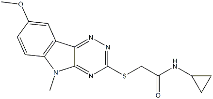 Acetamide, N-cyclopropyl-2-[(8-methoxy-5-methyl-5H-1,2,4-triazino[5,6-b]indol-3-yl)thio]- (9CI) 结构式