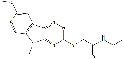 Acetamide, 2-[(8-methoxy-5-methyl-5H-1,2,4-triazino[5,6-b]indol-3-yl)thio]-N-(1-methylethyl)- (9CI) 结构式