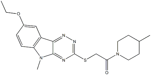 Piperidine, 1-[[(8-ethoxy-5-methyl-5H-1,2,4-triazino[5,6-b]indol-3-yl)thio]acetyl]-4-methyl- (9CI) 结构式