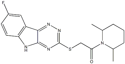 Piperidine, 1-[[(8-fluoro-2H-1,2,4-triazino[5,6-b]indol-3-yl)thio]acetyl]-2,6-dimethyl- (9CI) 结构式
