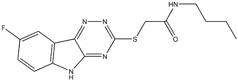 Acetamide, N-butyl-2-[(8-fluoro-2H-1,2,4-triazino[5,6-b]indol-3-yl)thio]- (9CI) 结构式