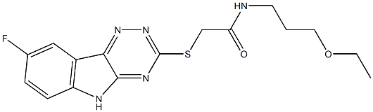 Acetamide, N-(3-ethoxypropyl)-2-[(8-fluoro-2H-1,2,4-triazino[5,6-b]indol-3-yl)thio]- (9CI) 结构式
