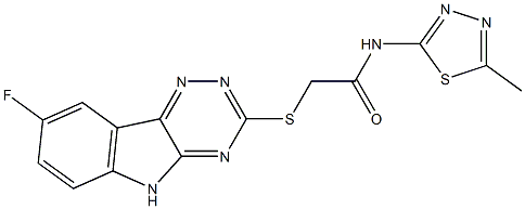 Acetamide, 2-[(8-fluoro-2H-1,2,4-triazino[5,6-b]indol-3-yl)thio]-N-(5-methyl-1,3,4-thiadiazol-2-yl)- (9CI) 结构式