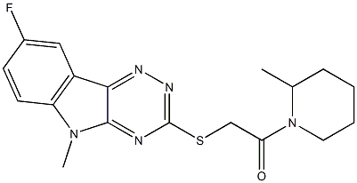 Piperidine, 1-[[(8-fluoro-5-methyl-5H-1,2,4-triazino[5,6-b]indol-3-yl)thio]acetyl]-2-methyl- (9CI) 结构式