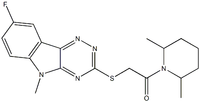 Piperidine, 1-[[(8-fluoro-5-methyl-5H-1,2,4-triazino[5,6-b]indol-3-yl)thio]acetyl]-2,6-dimethyl- (9CI) 结构式