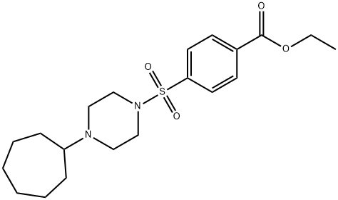 Benzoic acid, 4-[(4-cycloheptyl-1-piperazinyl)sulfonyl]-, ethyl ester (9CI) 结构式