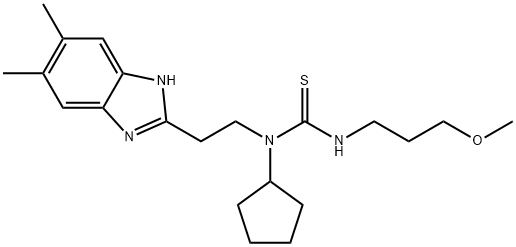 Thiourea, N-cyclopentyl-N-[2-(5,6-dimethyl-1H-benzimidazol-2-yl)ethyl]-N-(3-methoxypropyl)- (9CI) 结构式