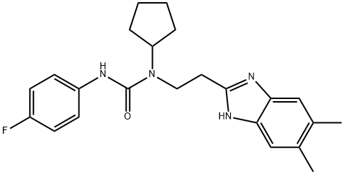 Urea, N-cyclopentyl-N-[2-(5,6-dimethyl-1H-benzimidazol-2-yl)ethyl]-N-(4-fluorophenyl)- (9CI) 结构式
