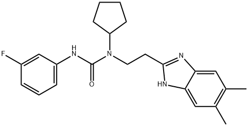 Urea, N-cyclopentyl-N-[2-(5,6-dimethyl-1H-benzimidazol-2-yl)ethyl]-N-(3-fluorophenyl)- (9CI) 结构式