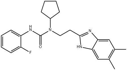Urea, N-cyclopentyl-N-[2-(5,6-dimethyl-1H-benzimidazol-2-yl)ethyl]-N-(2-fluorophenyl)- (9CI) 结构式