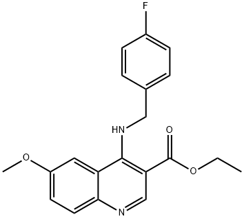 3-Quinolinecarboxylicacid,4-[[(4-fluorophenyl)methyl]amino]-6-methoxy-,ethylester(9CI) 结构式