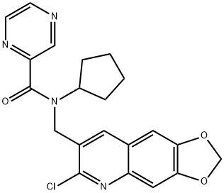 Pyrazinecarboxamide, N-[(6-chloro-1,3-dioxolo[4,5-g]quinolin-7-yl)methyl]-N-cyclopentyl- (9CI) 结构式