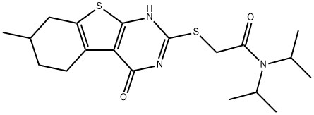 Acetamide, 2-[(1,4,5,6,7,8-hexahydro-7-methyl-4-oxo[1]benzothieno[2,3-d]pyrimidin-2-yl)thio]-N,N-bis(1-methylethyl)- (9CI) 结构式