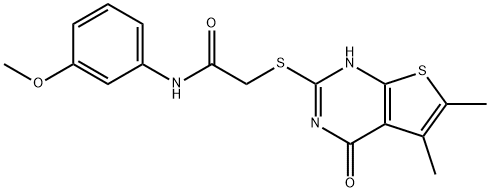 Acetamide, 2-[(1,4-dihydro-5,6-dimethyl-4-oxothieno[2,3-d]pyrimidin-2-yl)thio]-N-(3-methoxyphenyl)- (9CI) 结构式