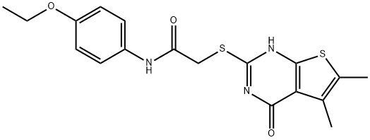 Acetamide, 2-[(1,4-dihydro-5,6-dimethyl-4-oxothieno[2,3-d]pyrimidin-2-yl)thio]-N-(4-ethoxyphenyl)- (9CI) 结构式
