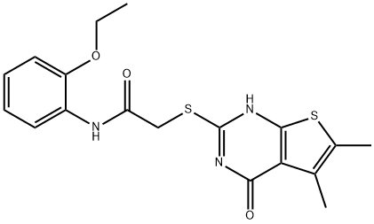 Acetamide, 2-[(1,4-dihydro-5,6-dimethyl-4-oxothieno[2,3-d]pyrimidin-2-yl)thio]-N-(2-ethoxyphenyl)- (9CI) 结构式