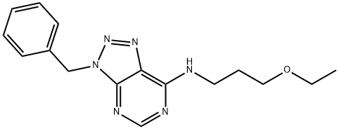 3H-1,2,3-Triazolo[4,5-d]pyrimidin-7-amine, N-(3-ethoxypropyl)-3-(phenylmethyl)- (9CI) 结构式