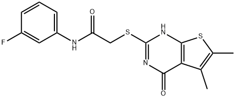 Acetamide, 2-[(1,4-dihydro-5,6-dimethyl-4-oxothieno[2,3-d]pyrimidin-2-yl)thio]-N-(3-fluorophenyl)- (9CI) 结构式