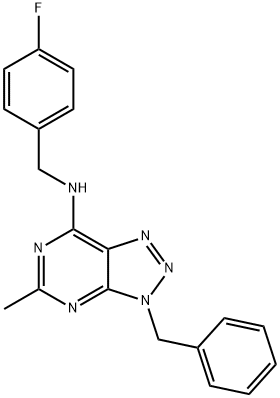 3H-1,2,3-Triazolo[4,5-d]pyrimidin-7-amine, N-[(4-fluorophenyl)methyl]-5-methyl-3-(phenylmethyl)- (9CI) 结构式