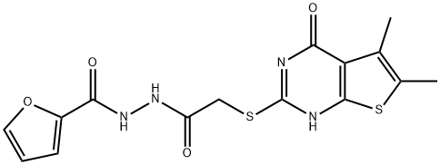 2-Furancarboxylic acid, 2-[[(1,4-dihydro-5,6-dimethyl-4-oxothieno[2,3-d]pyrimidin-2-yl)thio]acetyl]hydrazide (9CI) 结构式
