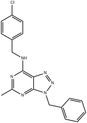 3H-1,2,3-Triazolo[4,5-d]pyrimidin-7-amine, N-[(4-chlorophenyl)methyl]-5-methyl-3-(phenylmethyl)- (9CI) 结构式