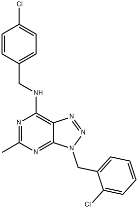 3H-1,2,3-Triazolo[4,5-d]pyrimidin-7-amine, 3-[(2-chlorophenyl)methyl]-N-[(4-chlorophenyl)methyl]-5-methyl- (9CI) 结构式