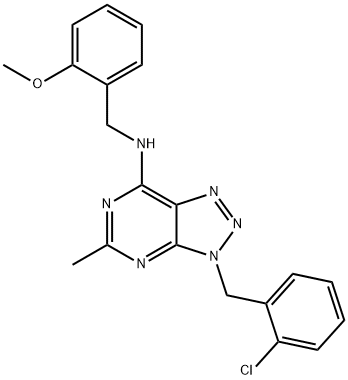 3H-1,2,3-Triazolo[4,5-d]pyrimidin-7-amine, 3-[(2-chlorophenyl)methyl]-N-[(2-methoxyphenyl)methyl]-5-methyl- (9CI) 结构式