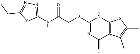 Acetamide, 2-[(1,4-dihydro-5,6-dimethyl-4-oxothieno[2,3-d]pyrimidin-2-yl)thio]-N-(5-ethyl-1,3,4-thiadiazol-2-yl)- (9CI) 结构式