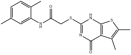 Acetamide, 2-[(1,4-dihydro-5,6-dimethyl-4-oxothieno[2,3-d]pyrimidin-2-yl)thio]-N-(2,5-dimethylphenyl)- (9CI) 结构式