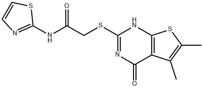 Acetamide, 2-[(1,4-dihydro-5,6-dimethyl-4-oxothieno[2,3-d]pyrimidin-2-yl)thio]-N-2-thiazolyl- (9CI) 结构式
