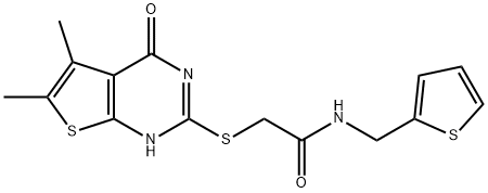 Acetamide, 2-[(1,4-dihydro-5,6-dimethyl-4-oxothieno[2,3-d]pyrimidin-2-yl)thio]-N-(2-thienylmethyl)- (9CI) 结构式