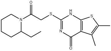 Piperidine, 1-[[(1,4-dihydro-5,6-dimethyl-4-oxothieno[2,3-d]pyrimidin-2-yl)thio]acetyl]-2-ethyl- (9CI) 结构式