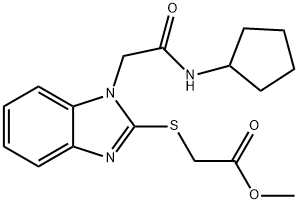 Acetic acid, [[1-[2-(cyclopentylamino)-2-oxoethyl]-1H-benzimidazol-2-yl]thio]-, methyl ester (9CI) 结构式