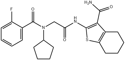 Benzo[b]thiophene-3-carboxamide, 2-[[[cyclopentyl(2-fluorobenzoyl)amino]acetyl]amino]-4,5,6,7-tetrahydro- (9CI) 结构式