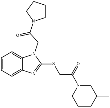 Piperidine, 3-methyl-1-[[[1-[2-oxo-2-(1-pyrrolidinyl)ethyl]-1H-benzimidazol-2-yl]thio]acetyl]- (9CI) 结构式