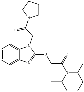 Piperidine, 2,6-dimethyl-1-[[[1-[2-oxo-2-(1-pyrrolidinyl)ethyl]-1H-benzimidazol-2-yl]thio]acetyl]- (9CI) 结构式