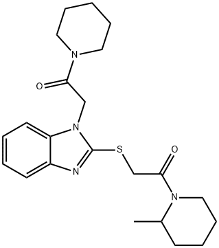 Piperidine, 2-methyl-1-[[[1-[2-oxo-2-(1-piperidinyl)ethyl]-1H-benzimidazol-2-yl]thio]acetyl]- (9CI) 结构式