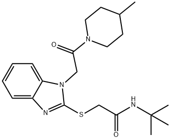 Acetamide, N-(1,1-dimethylethyl)-2-[[1-[2-(4-methyl-1-piperidinyl)-2-oxoethyl]-1H-benzimidazol-2-yl]thio]- (9CI) 结构式