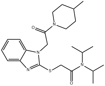 Acetamide, N,N-bis(1-methylethyl)-2-[[1-[2-(4-methyl-1-piperidinyl)-2-oxoethyl]-1H-benzimidazol-2-yl]thio]- (9CI) 结构式
