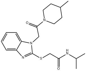 Acetamide, N-(1-methylethyl)-2-[[1-[2-(4-methyl-1-piperidinyl)-2-oxoethyl]-1H-benzimidazol-2-yl]thio]- (9CI) 结构式