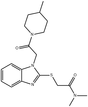 Acetamide, N,N-dimethyl-2-[[1-[2-(4-methyl-1-piperidinyl)-2-oxoethyl]-1H-benzimidazol-2-yl]thio]- (9CI) 结构式