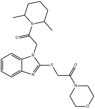 Morpholine, 4-[[[1-[2-(2,6-dimethyl-1-piperidinyl)-2-oxoethyl]-1H-benzimidazol-2-yl]thio]acetyl]- (9CI) 结构式