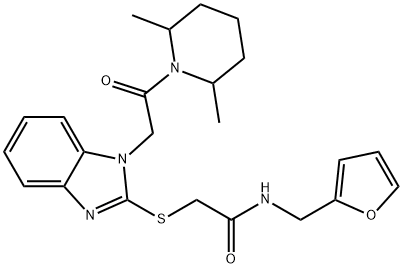 Acetamide, 2-[[1-[2-(2,6-dimethyl-1-piperidinyl)-2-oxoethyl]-1H-benzimidazol-2-yl]thio]-N-(2-furanylmethyl)- (9CI) 结构式