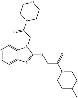 Morpholine, 4-[[2-[[2-(4-methyl-1-piperidinyl)-2-oxoethyl]thio]-1H-benzimidazol-1-yl]acetyl]- (9CI) 结构式
