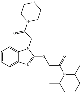 Morpholine, 4-[[2-[[2-(2,6-dimethyl-1-piperidinyl)-2-oxoethyl]thio]-1H-benzimidazol-1-yl]acetyl]- (9CI) 结构式